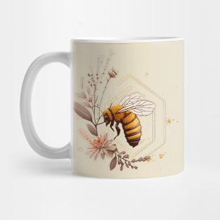 Honey Bee Gold with Peach Blossoms Mug